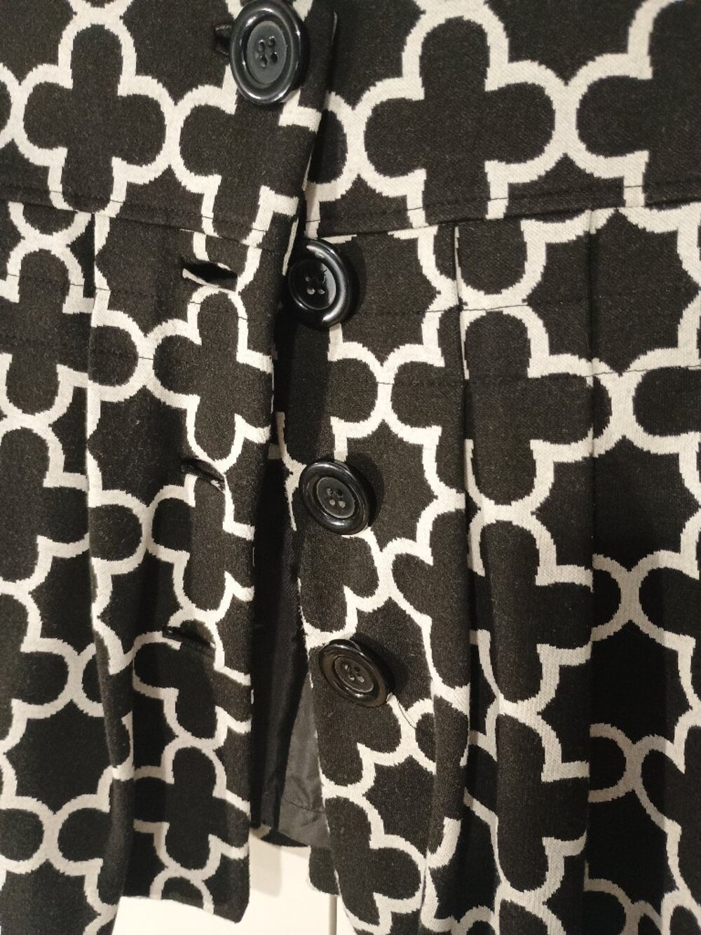 Petite Sophisticate XS Black White Geometric Cropped Jacket Blazer 3/4 Sleeve - Picture 5 of 8